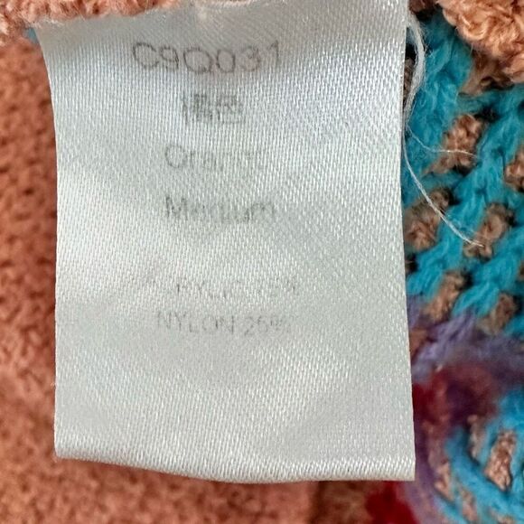 Baja Hooded Knit Summer Sweater Womens M Peach Beach Surf Boho Hippie - Picture 7 of 11